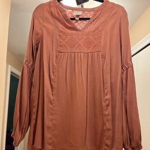 Pink Boho Hippie Long Sleeve Shirt Size Medium